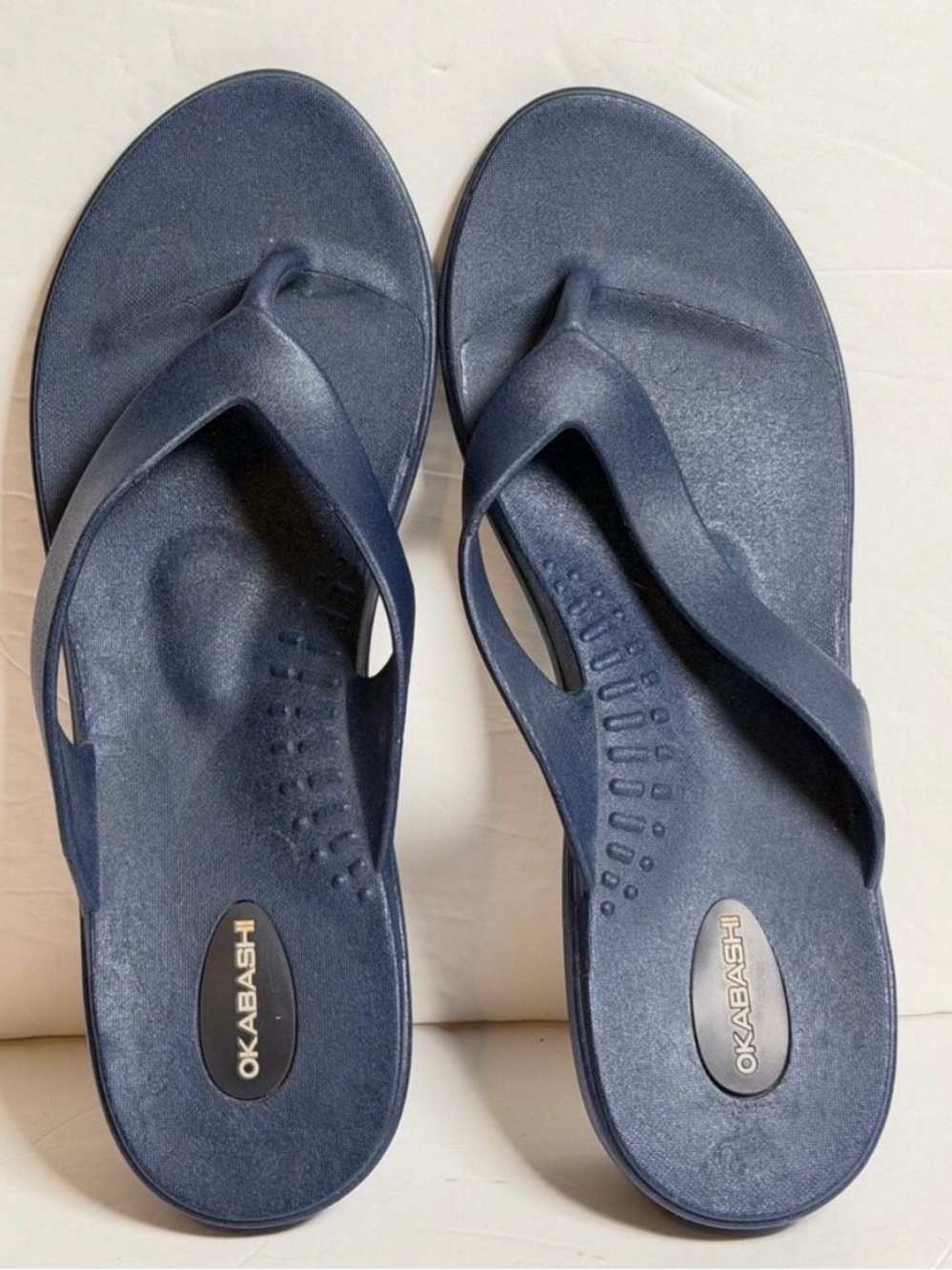Okabashi Splash Wedge Platform Flip Flops Blue M/L 8 9 Arch Support Sandals